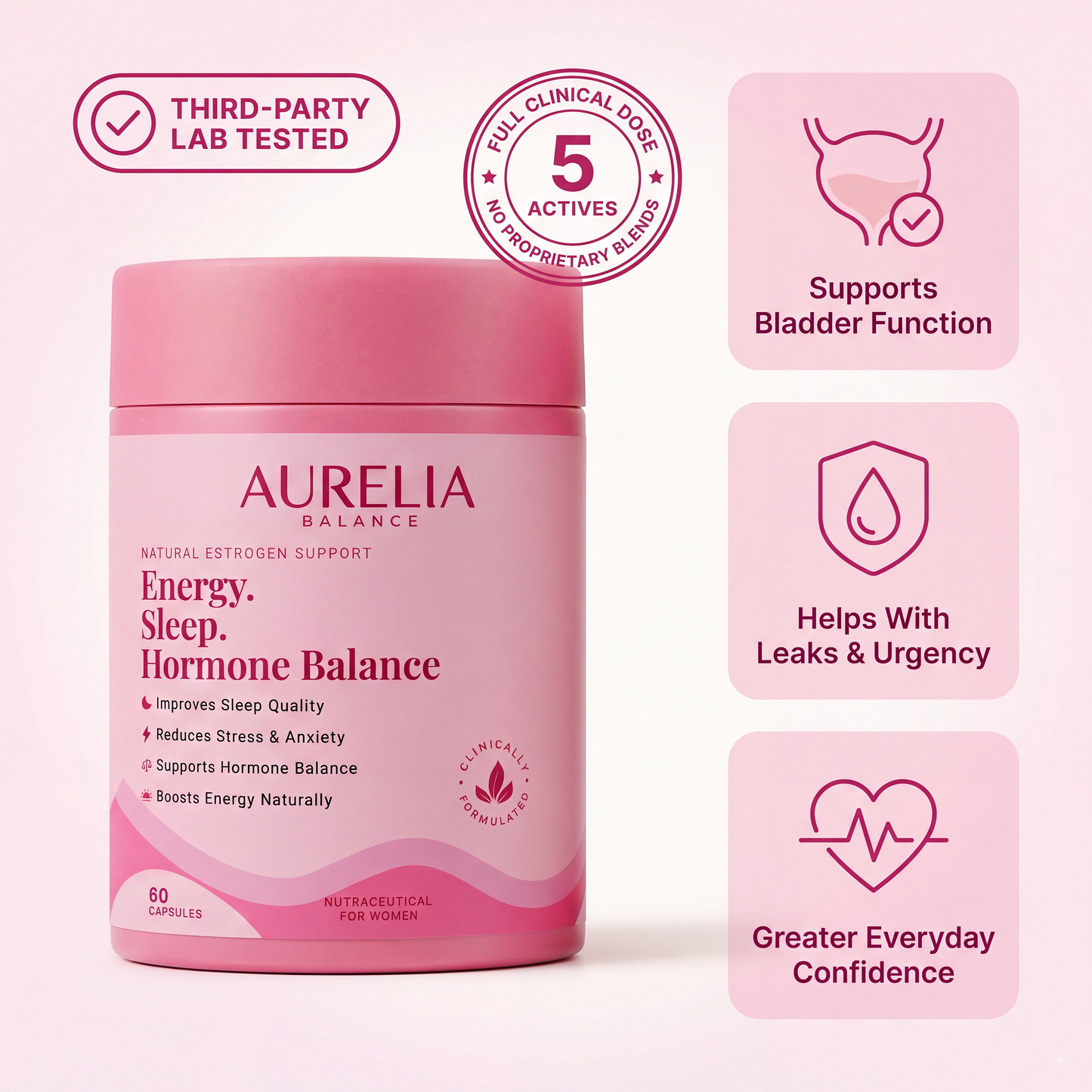 Aurelia – Natural Support for Bladder Leaks, Urgency & Nighttime Bathroom Trips